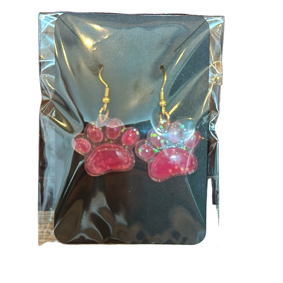 Dog Paws Dangle Earrings - Picture 1 of 3
